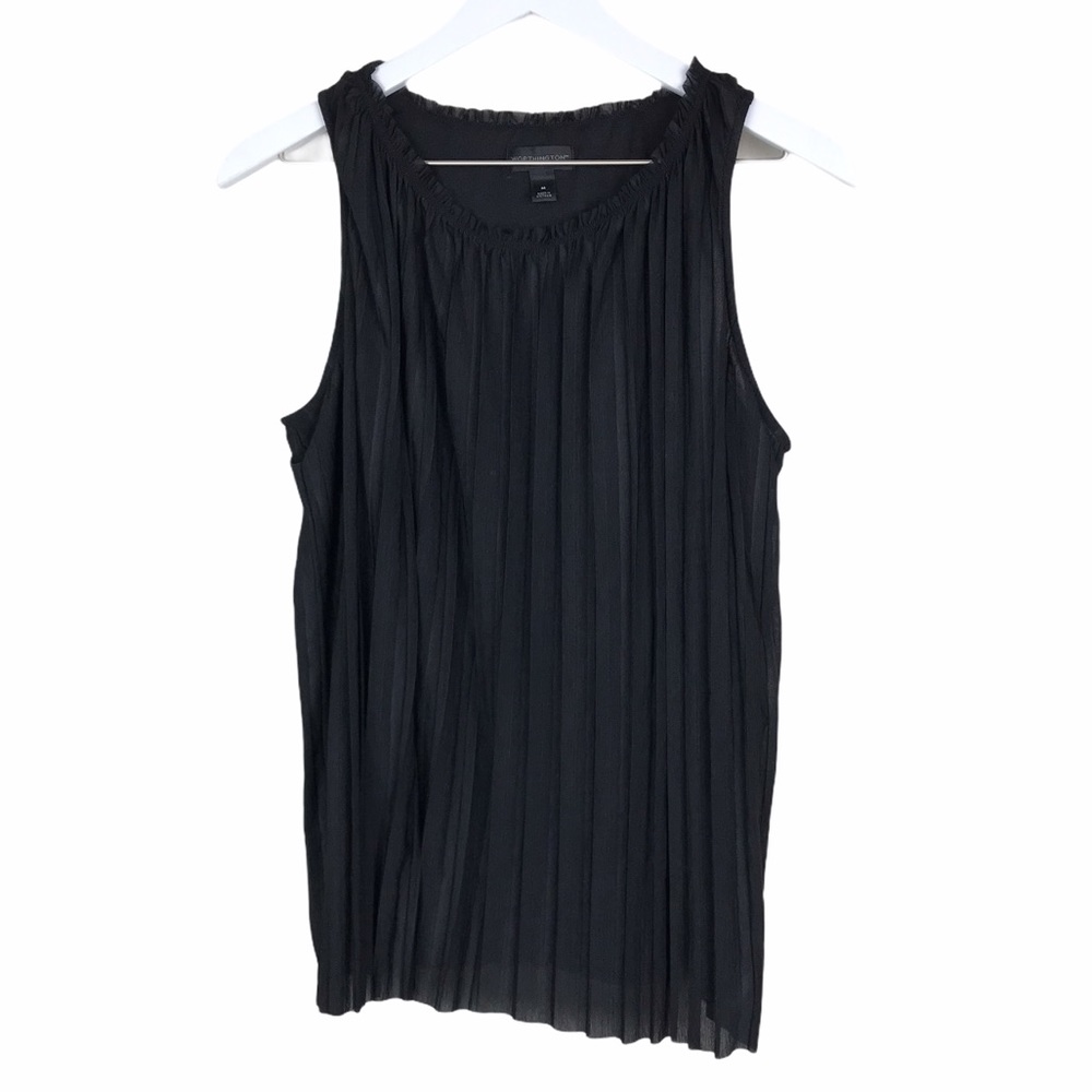 Worthington Black Career Ruffle Tank Top Blouse